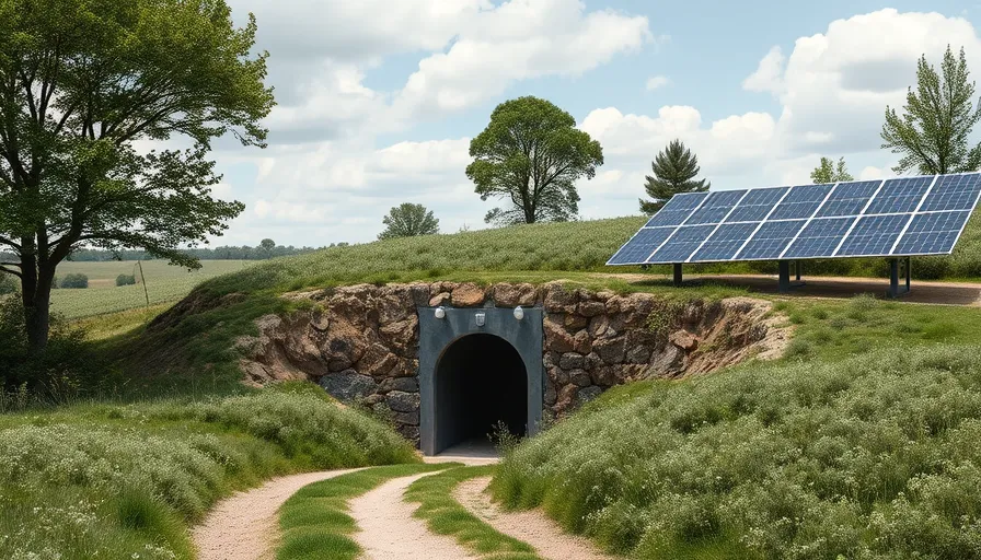 Bunker entrance in a countryside